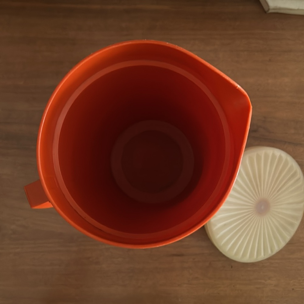 Vintage Orange Pitcher with Lid - Picture 3 of 5